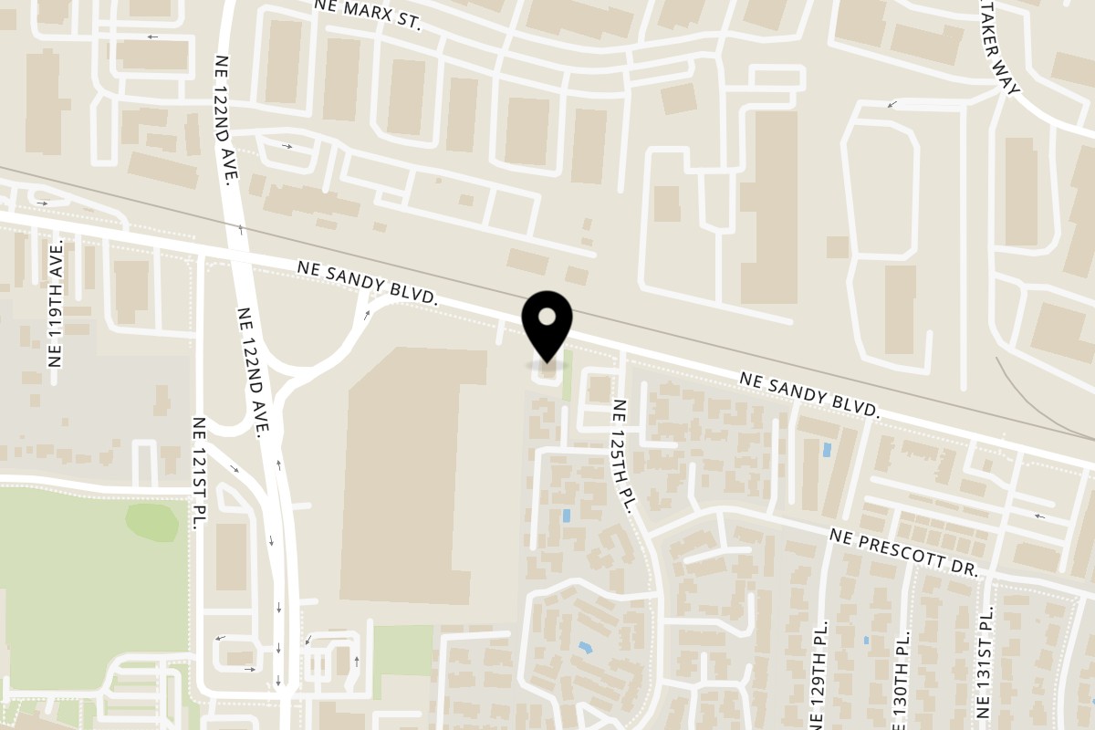 Map showing the location of Uncle Vinny's Pizza & BBQ on 12424 NE Sandy Blvd in Portland