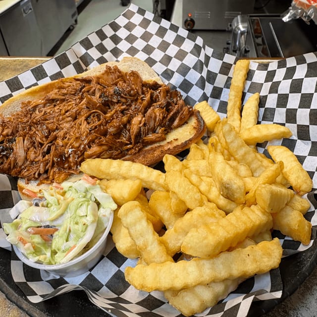 Smoked Pulled Turkey Sandwich.